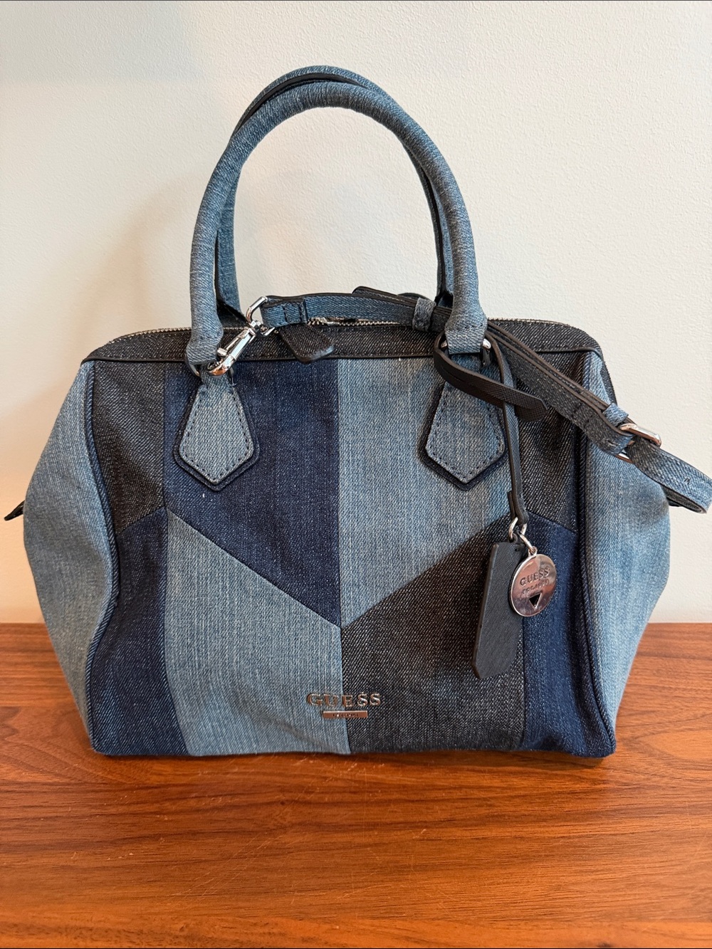 GUESS Denim Patchwork Duffel handbag